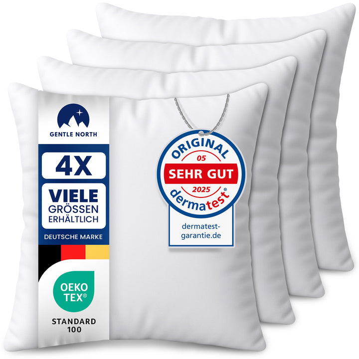 Gentle North Kopfkissen (40x40 cm gross) - 4er Set Kissen für Bett und als Dekokissen - Mit Reissver