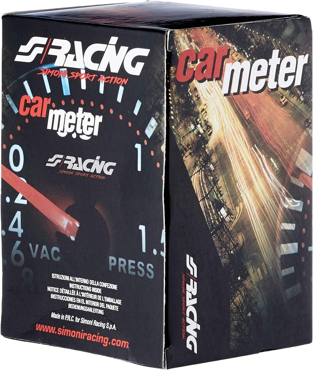 Simoni Racing TM/SB Tacho 0-8000 Gauge Silber Hintergrund Face and Rim, Retro Lighted