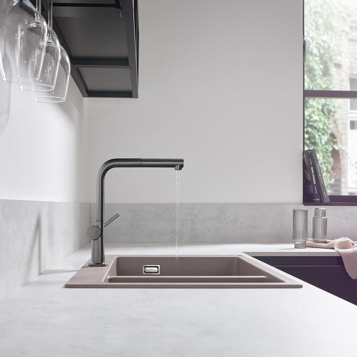 hansgrohe Talis M54 - Küchenarmatur mit Brause ausziehbar, mit Schlauchbox, 1 Stahlart, Wasserhahn K