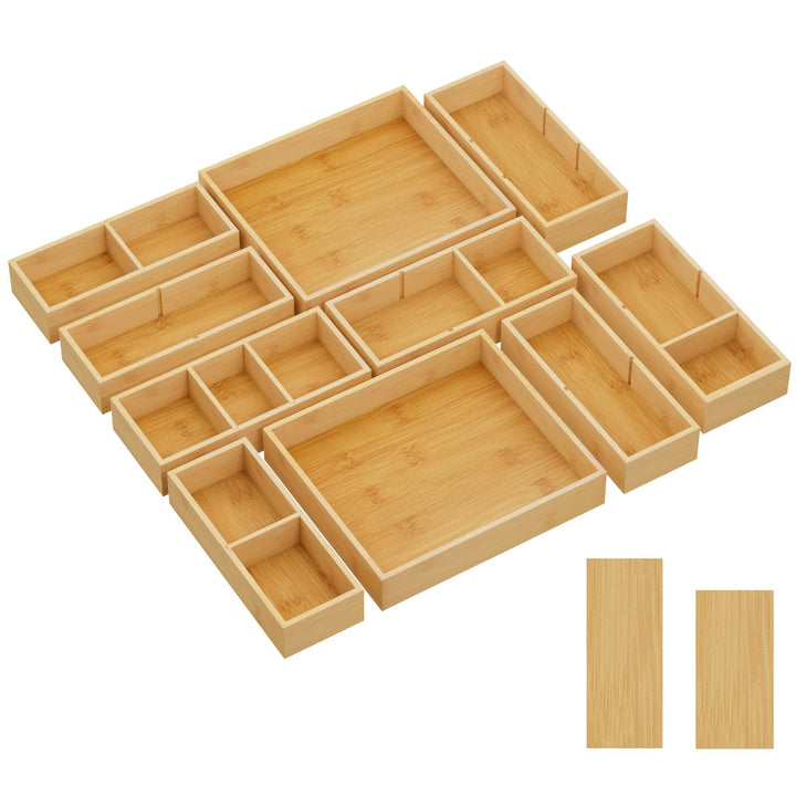 Lifewit 10er-Set Schubladen Organizer mit 6 Einsätzen, Verstellbare Aufbewahrungsbox mit 11 Fächern,