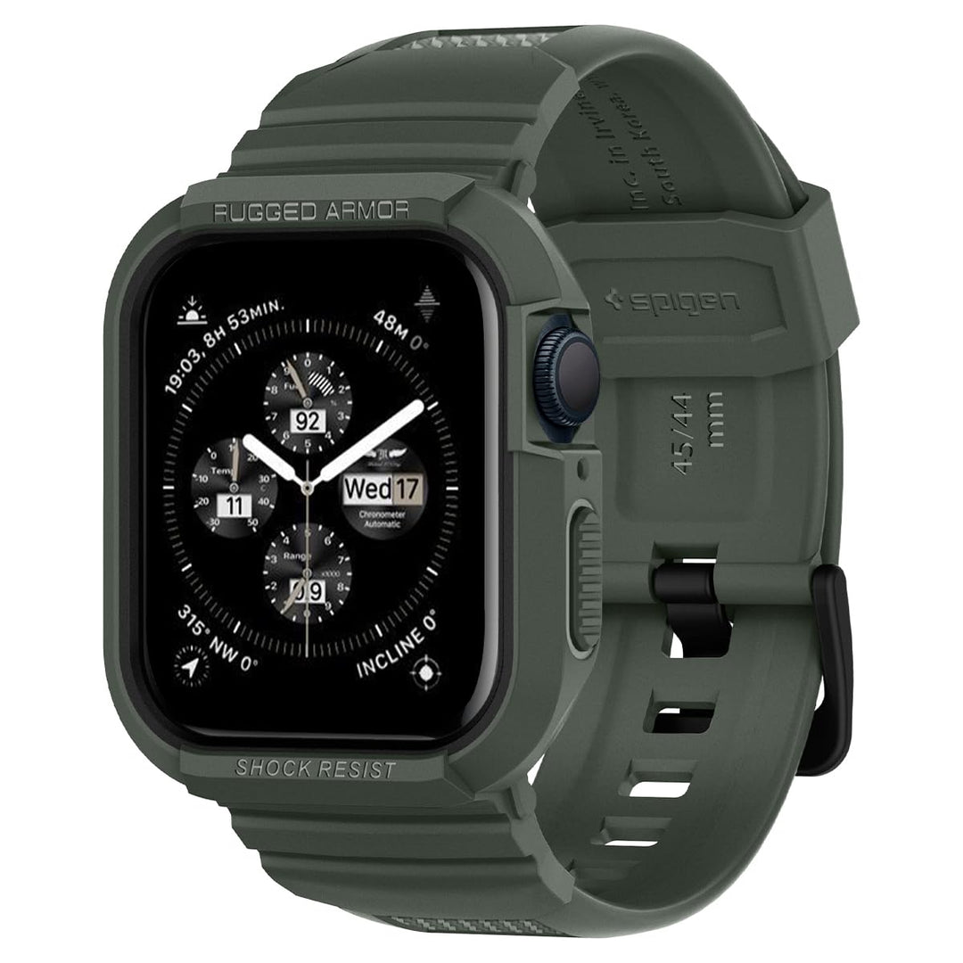Spigen Rugged Armor Pro Hülle mit Band für Apple Watch 45/44mm | TPU-Unibody-Hülle mit Armband, Carb