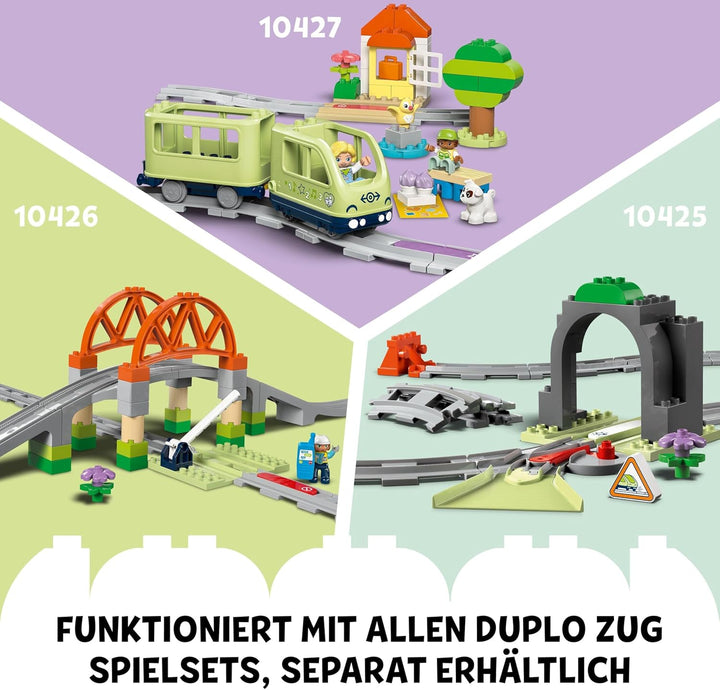 LEGO DUPLO Town Interaktive Abenteuer-Eisenbahn, Spielset mit Lichtern und Geräuschen für Rollenspie