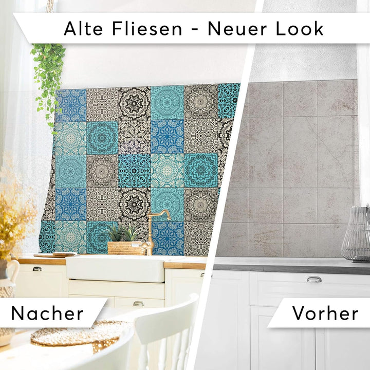40 Stück Fliesenfolie für Bad und Küche 10x10 cm - Klebefliesen, Mosaikfliesen - Stickerfliesen, Fli