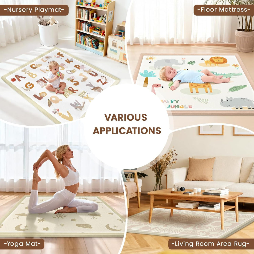 Teppich Krabbelmatte Baby 127x127x3cm, Spielmatte Krabbeldecke Turnmatte Spielteppich für Baby Kinde