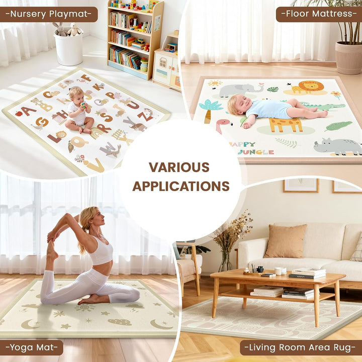 Teppich Krabbelmatte Baby 127x127x3cm, Spielmatte Krabbeldecke Turnmatte Spielteppich für Baby Kinde