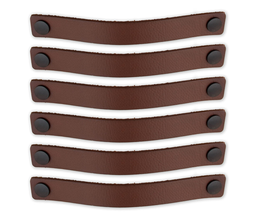 Brute Strength - Ledergriffe für Möbel - Cognac - 6 Stück - 25 x 3 cm - Schrankgriff, Türgriff für K