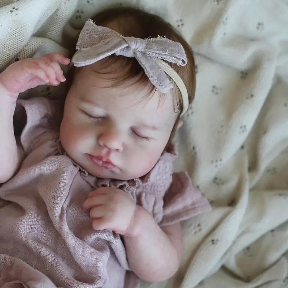Zero pam Lebensecht Reborn Baby Mädchen Vollsilikon Puppe, 45 cm Reborn Babypuppe Wie Echtes Baby, V
