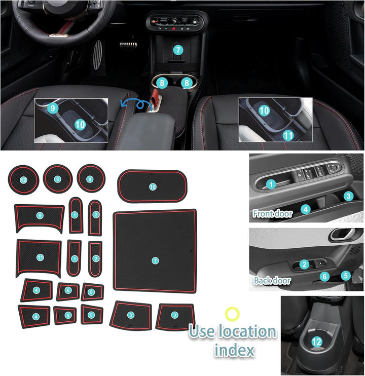 SHAOHAO für MINI Cooper F66 Ice 2025 2026 Gummimatten, Mittelkonsole Antirutschmatten, Getränkehalte