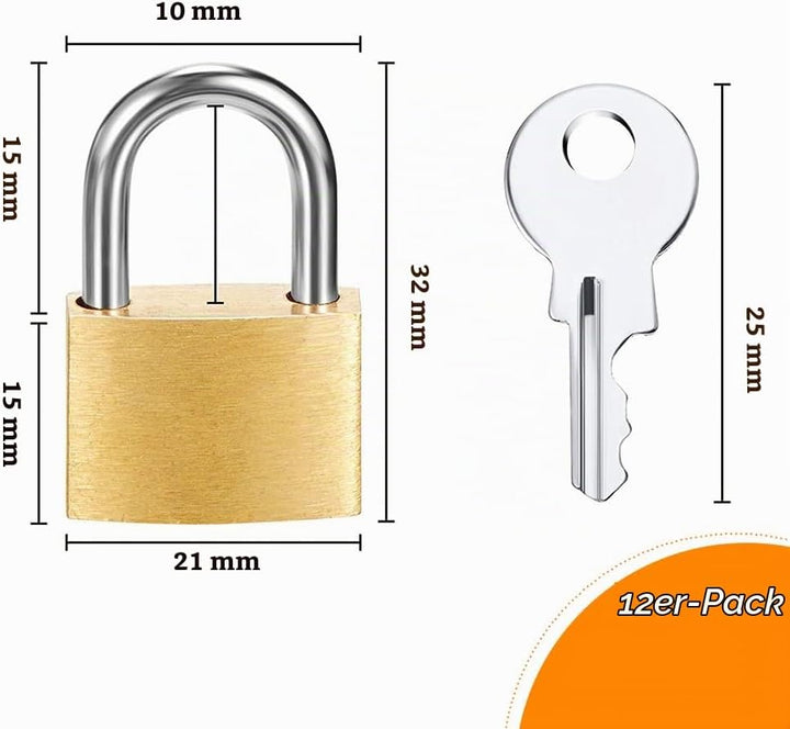 12 PCs Mini -Vorhängeschloss, kleines Vorhängeschloss mit 2 Tasten für Reisetaschen, Fitnessstudio -