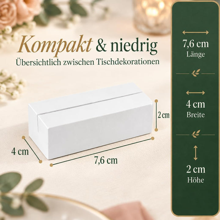 MIJOMA 24 Stück Set Kartenhalter Tischkartenhalter Menükartenhalter aus Holz weiss - ideal für die H