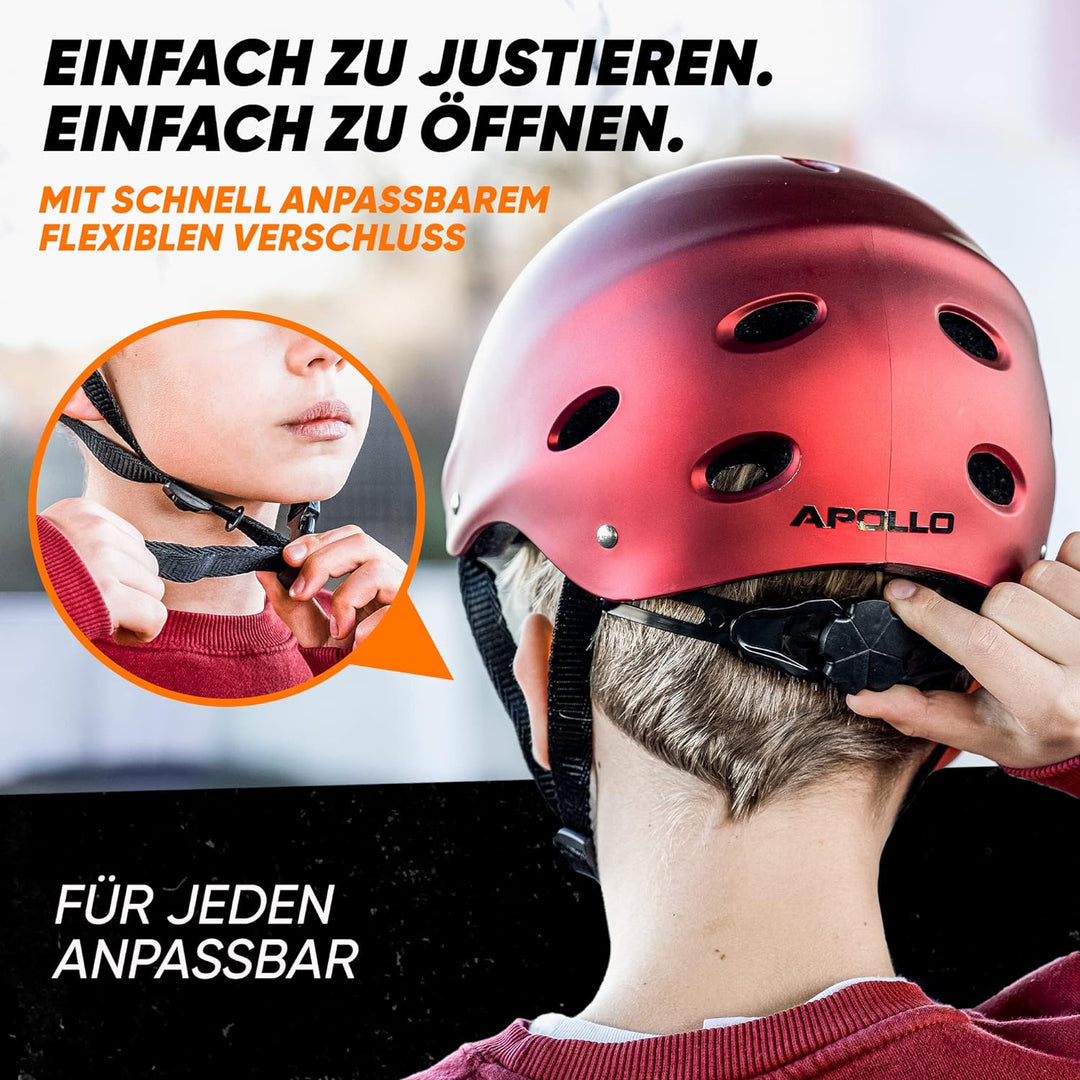 Apollo Skaterhelm Herren, Damen und Kinder | Kinderfahrradhelm | Verstellbar | Skateboard, Scooter,