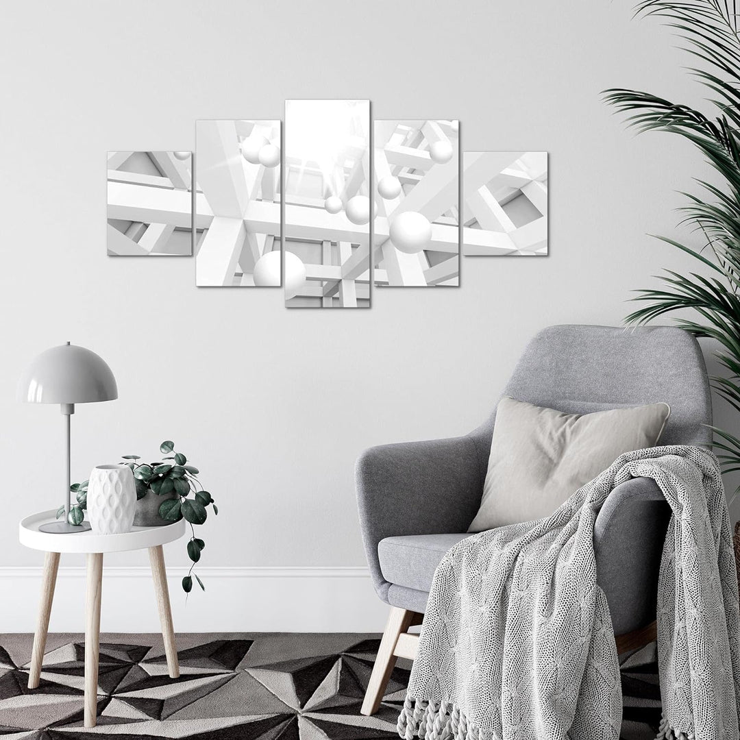 Runa Art Wandbilder Abstrakt Kugel 5 Teilig Bild auf Vlies Leinwand Deko Wohnzimmer Schlafzimmer 3D