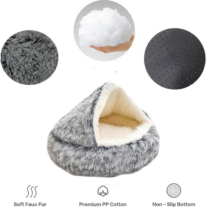 65cm Ø Flauschig Haustierbett Waschbar Katzenbett Hundebett Plüsch Katzenkissen Warm Kuschelbett mit