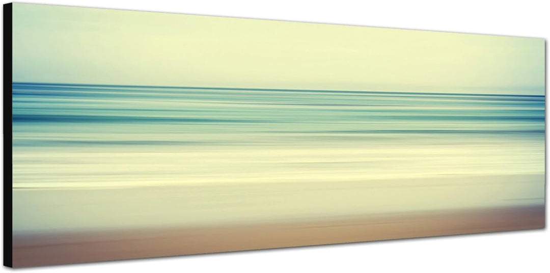 Paul Sinus Art Panoramabild auf Leinwand und Keilrahmen 150x50cm Strand Meer abstrakt Vintage