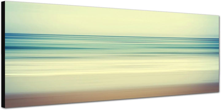 Paul Sinus Art Panoramabild auf Leinwand und Keilrahmen 150x50cm Strand Meer abstrakt Vintage
