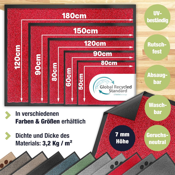 KESSER Schmutzfangmatte, Profi Fussmatte in vielen Grössen, Türmatte, Teppich, Fussabtreter & Fussab