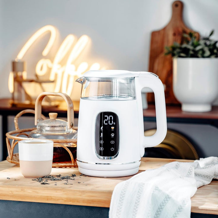 Adler Wasserkocher mit Temperatureinstellung 2200W – Wasser Kocher 1,7L mit LED-Display und Touchpan