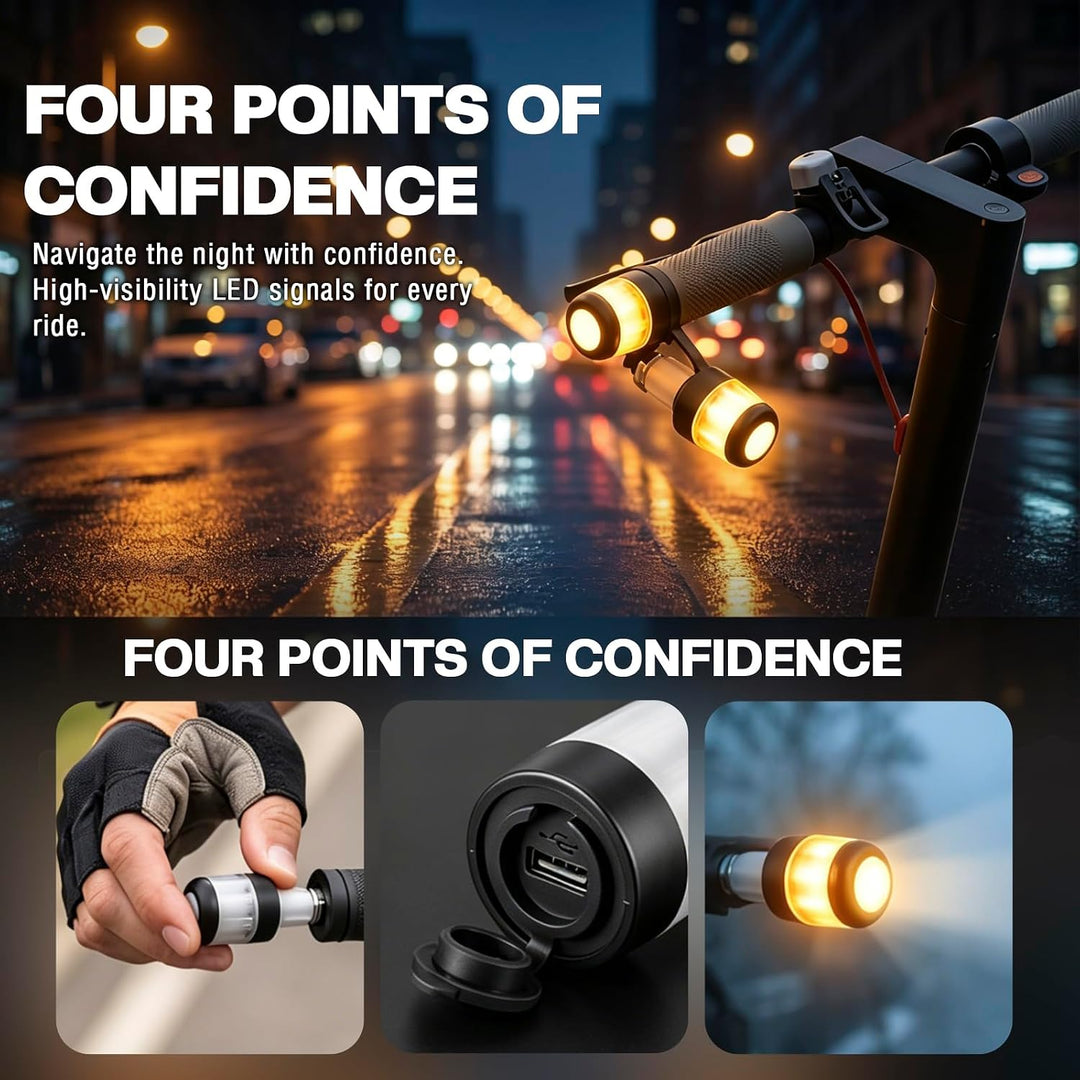 LED Blinker E Scooter Nachrüstset, wiederaufladbare Fahrrad Blinker für E Scooter, wasserdichtes Sco