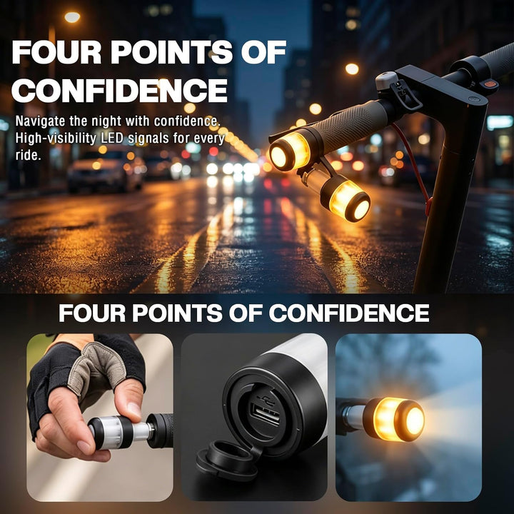 LED Blinker E Scooter Nachrüstset, wiederaufladbare Fahrrad Blinker für E Scooter, wasserdichtes Sco