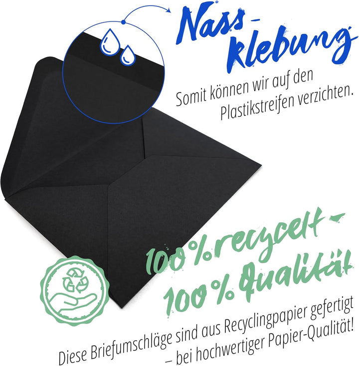 Japun – Briefumschläge (100 Stück) aus Papier, Kuvert, Umschlag ohne Fenster - DIN C6-162 x 114 mm -