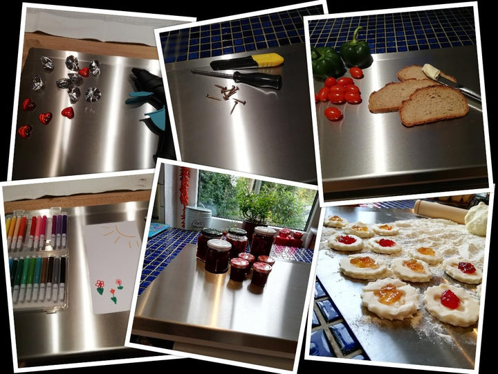 KOCH #82 Edelstahl Schneidebrett, Knetbrett, Arbeitsplatte, Arbeitsfläche mit satinierter Oberfläche