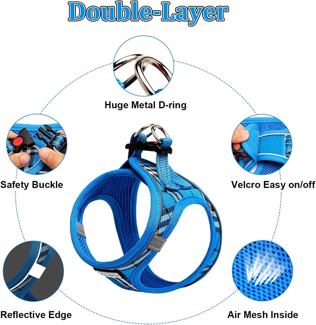 Suredoo Hundegeschirr Kleine Hunde mit Leine, Anti Zug Geschirr Reflektierend Atmungsaktiv Brustgesc