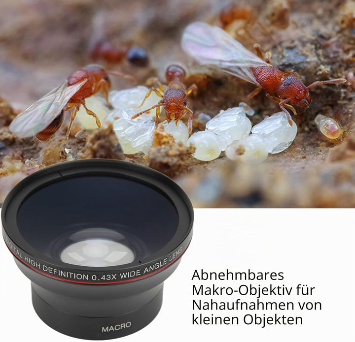 55 Mm 0,43 X Professionelles HD-Weitwinkel-Kameraobjektiv, Optisches Glasbeschichtungsobjektiv mit A