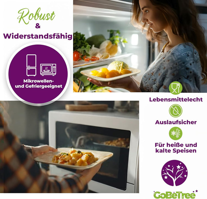 GoBeTree – Einweggeschirr aus Palmblättern – 180-Teilig Geschirrset für 25 Gäste, Bio abbaubare Tell