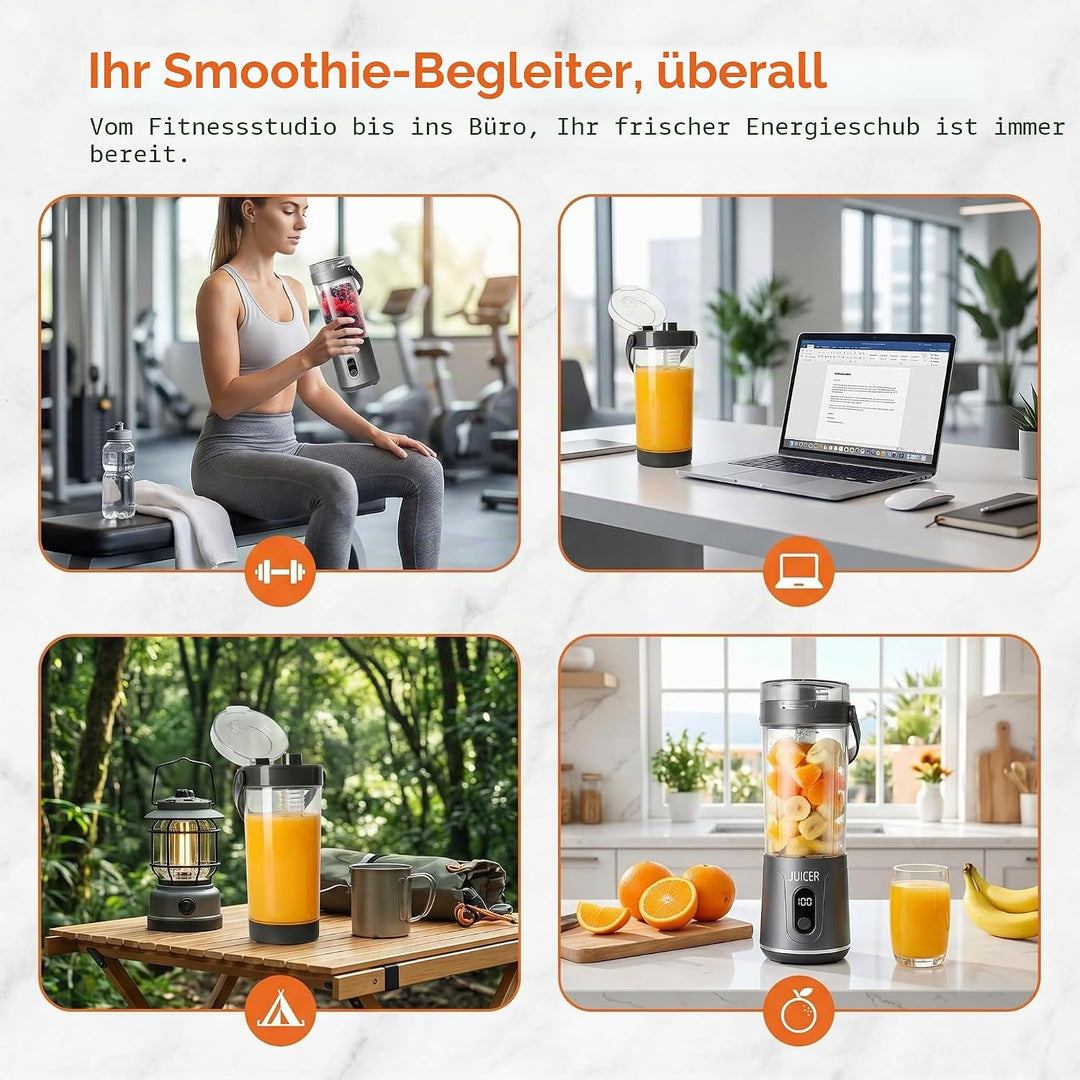 Tragbarer Mixer, Mini Standmixer und Smoothie-Maker, Portabler Elektrischer Saftpresse, USB Wiederau