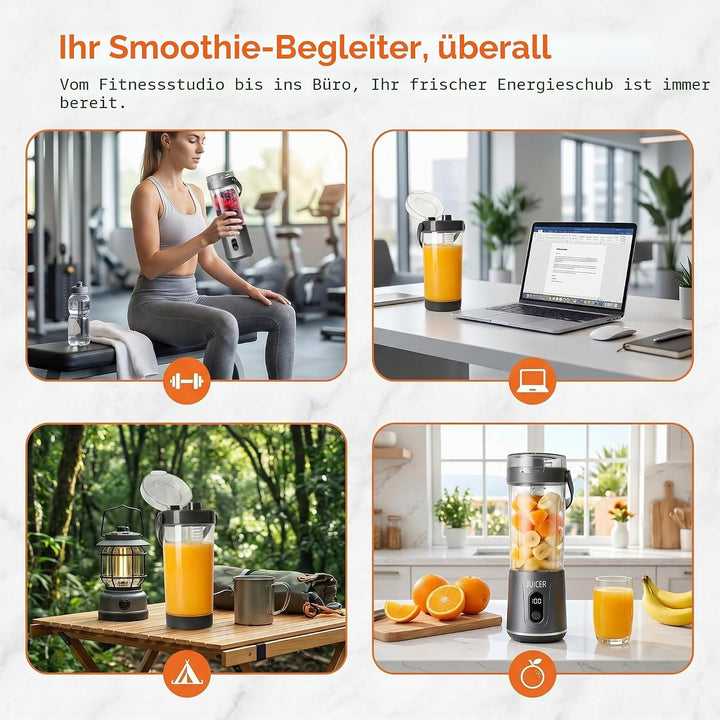 Tragbarer Mixer, Mini Standmixer und Smoothie-Maker, Portabler Elektrischer Saftpresse, USB Wiederau