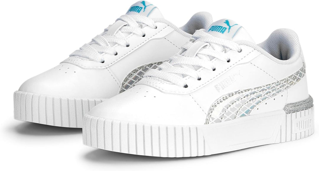 Puma Industries Mädchen Carina 2.0 Mermaid Ps Sneaker 30 EU Puma White Hero Blue Puma Silver, 30 EU