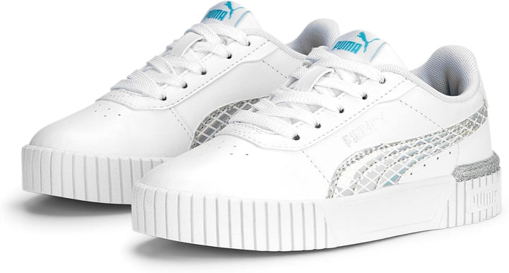 Puma Industries Mädchen Carina 2.0 Mermaid Ps Sneaker 30 EU Puma White Hero Blue Puma Silver, 30 EU