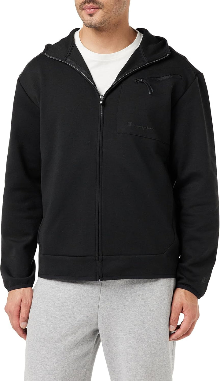 Champion Herren Legacy American Tech Poly-Baumwolle Interlock Full Zip Kapuzenpullover L Nero, L Ner