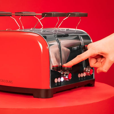 Cecotec Vertikaler Toaster Toastin' time 1700 Double Red, 1700W, Doppelter kurzer und breiter Schlit