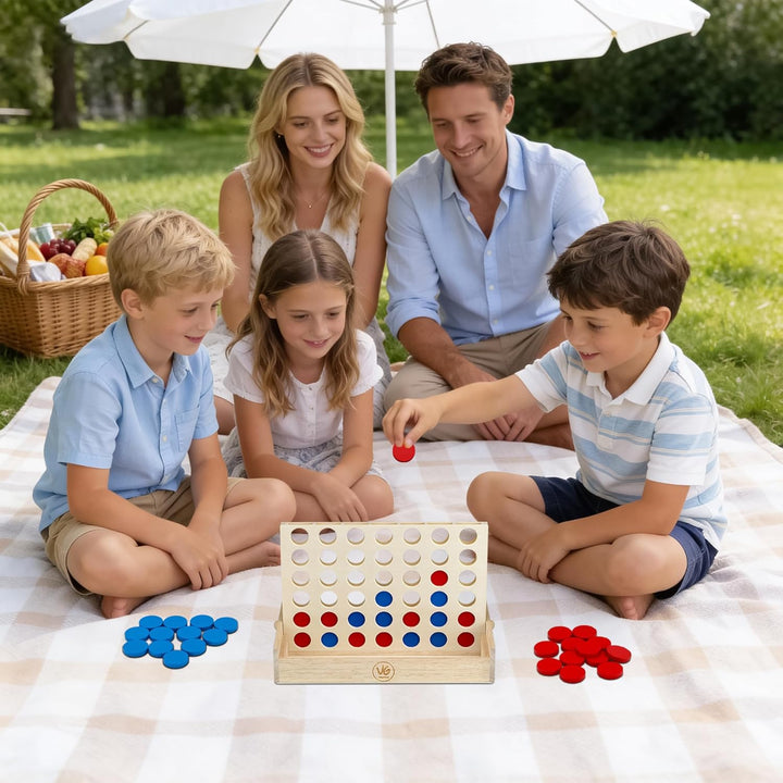 4 in Einer Reihe Spiel Holz, Vertikales Strategiespiel für 2 Spieler, Pädagogisches Lernspielzeug, G