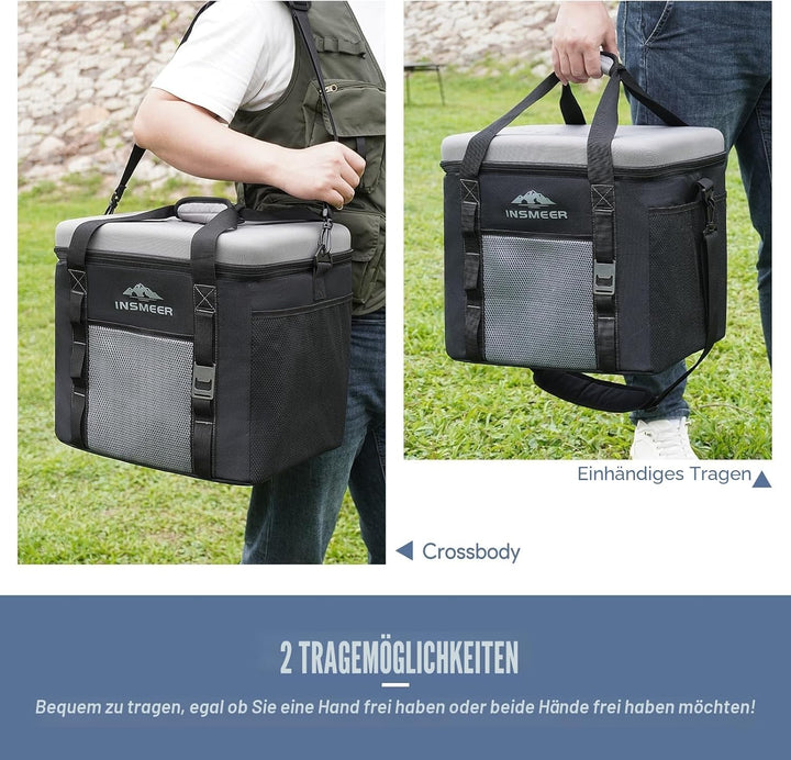 INSMEER Kühltasche Gross 40L, 60 Dosen Kühltasche Faltbar mit Hart Eva Dach, Wasserdicht Gross Kühlt
