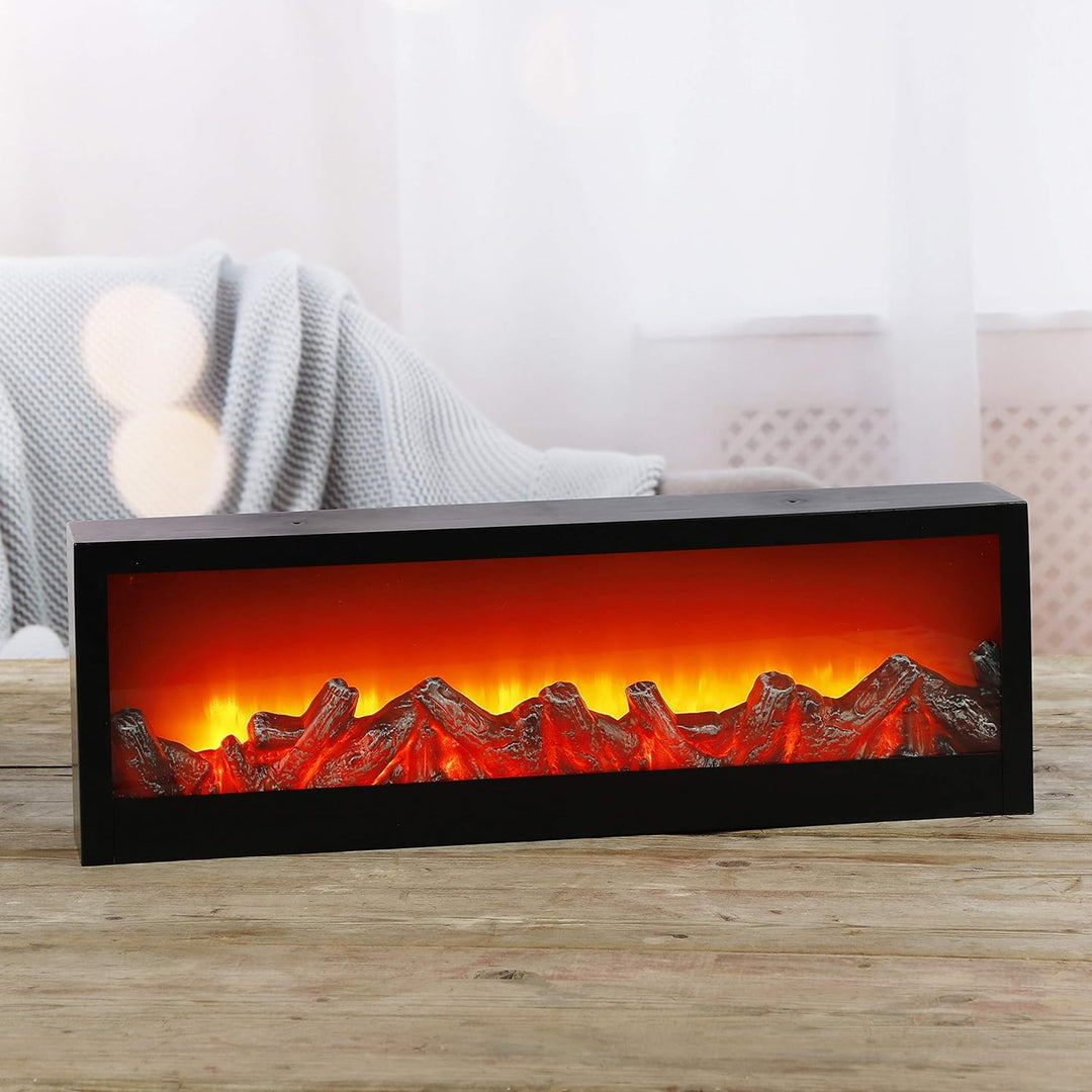 Dekokamin LED Kamin Feuer Elektrokamin Wandkamin Kaminfeuer Batterie 60x20