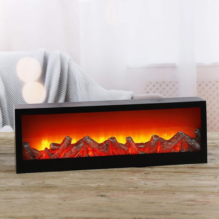 Dekokamin LED Kamin Feuer Elektrokamin Wandkamin Kaminfeuer Batterie 60x20