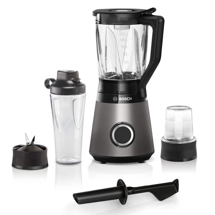 Bosch Standmixer VitaPower Serie 4 MMB6177S, Edelstahl-Klingen Made in Germany, 1,5l ThermoSafe Glas
