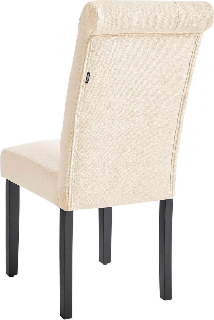 Polsterstuhl creme 2er Set Beine aus Kiefernholz Glamour Stil Velva
