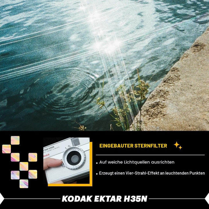 Kodak Ektar H35N Halbrahmen-Filmkamera, 35 mm, wiederverwendbar, fokusfrei, Glühbirnenfunktion, Ster