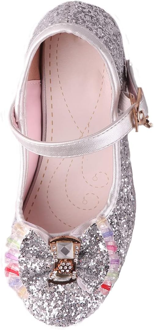 Prinzessin Schuhe Mädchen Glitzer ELSA Stöckelschuhe mit Absatz Ballerina für Party Karneval Verklei