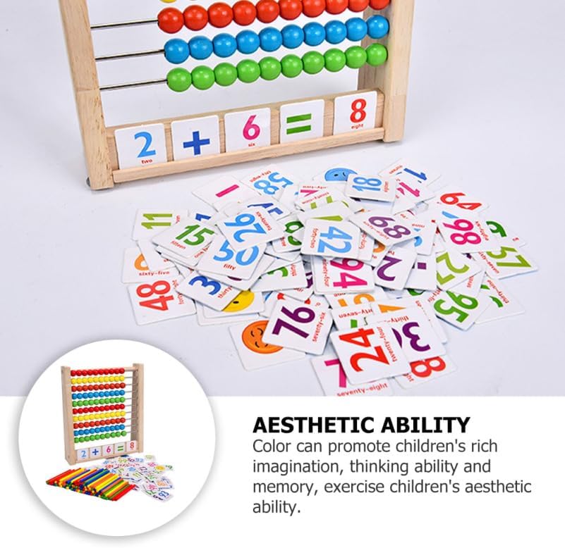 UPKOCH Abakus Für Kinder Montessori Mathe Lernspielzeug Holz Abacus Mit Bunten Perlen Zählrahmen Zur