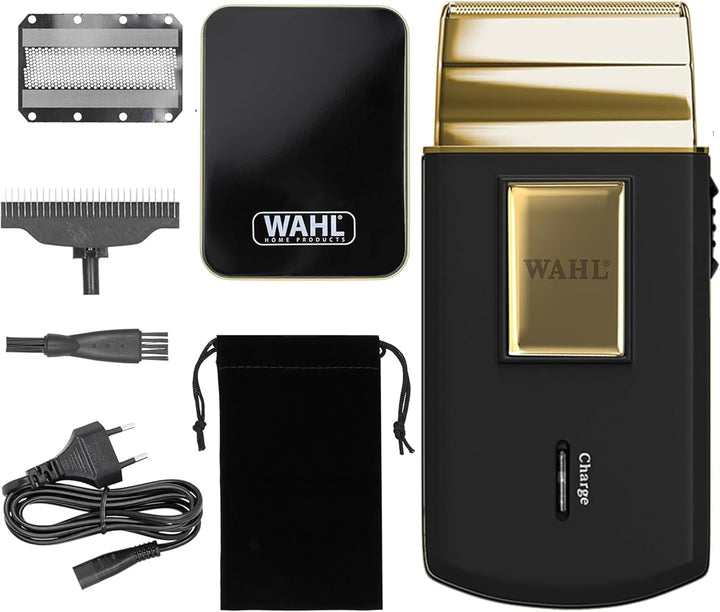 Wahl Travel Shaver Gold Edition- Schnurloser und wiederaufladbarer Elektrorasierer für Männer, ideal