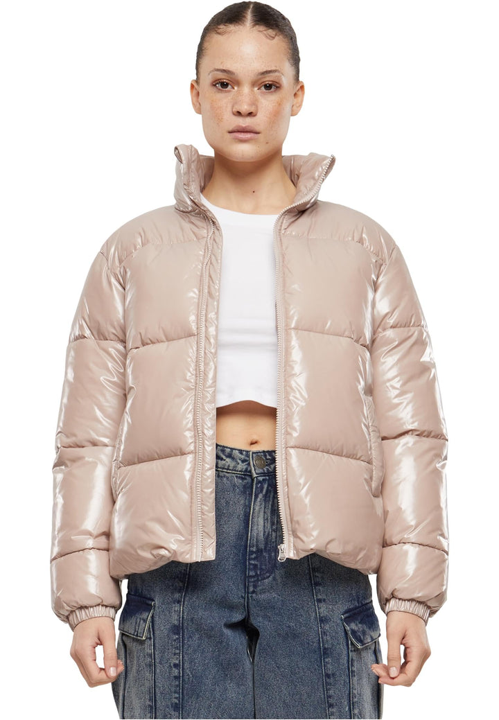 Urban Classics Ladies Recycled Short Shiny Puffer Jacket XS Duskrose, XS Duskrose