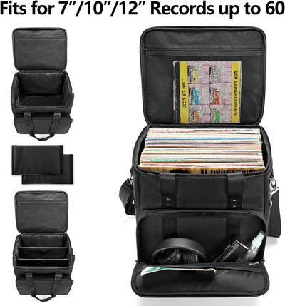 Trunab Rucksack Tasche Schallplatten, Wasserdichtes Nylon Tasche für Vinyl Record LPs Aufbewahrungsb