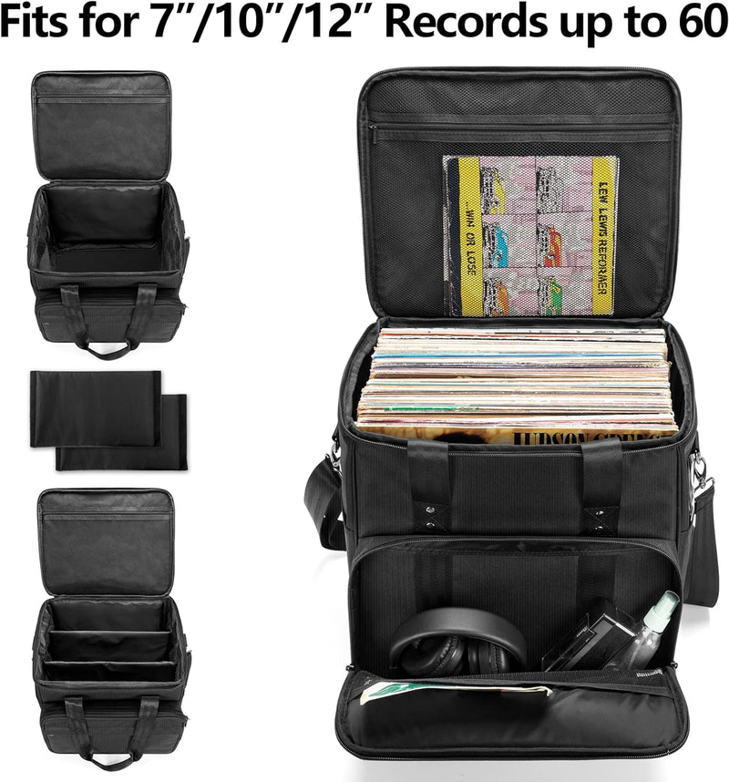 Trunab Rucksack Tasche Schallplatten, Wasserdichtes Nylon Tasche für Vinyl Record LPs Aufbewahrungsb