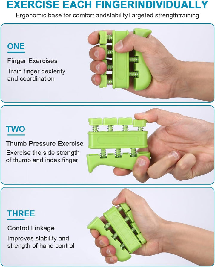 Jissta 10-Pack Handtrainer Fingertrainer,Eiförmige Griffbälle,Fingerwiderstandsbänder, Finger Traini