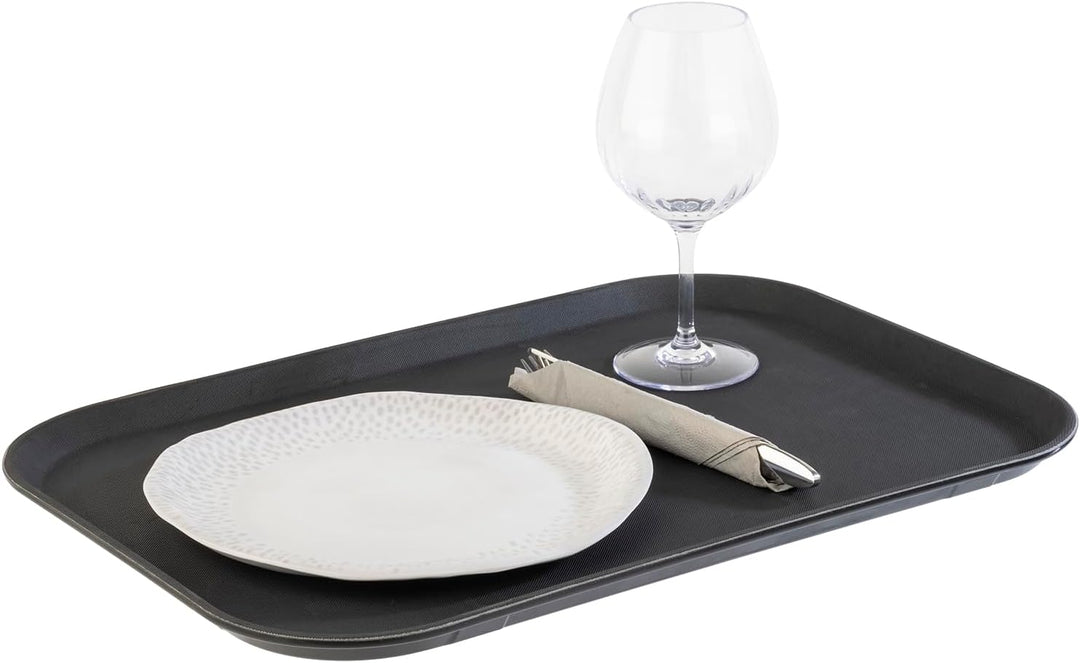 APS 517 Serviertablett Non Slip, 53 x 36,5 cm, Höhe 2 cm, rutschfeste Oberfläche, schwarz eckig 53 x