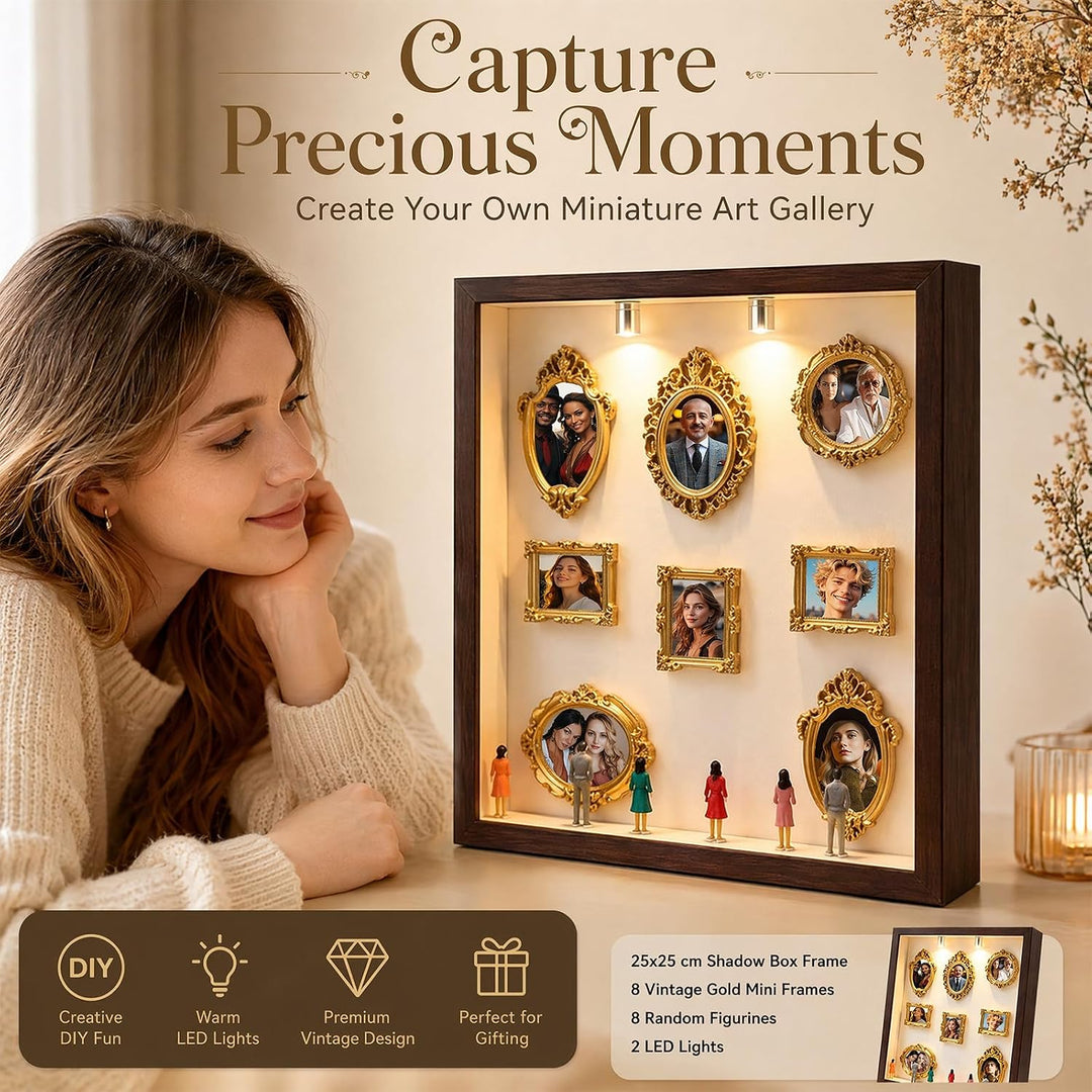 DIY Mini Museum Silhouette Box, Mini Bilderrahmen Vintage, Miniatur Museum mit LED, Kreatives Erinne